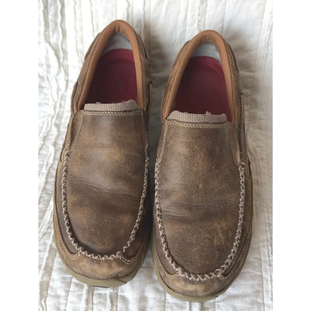 Twisted X Driving Mocs Brown Leather Slip On Loafers Casual GorpcoreMens 10M